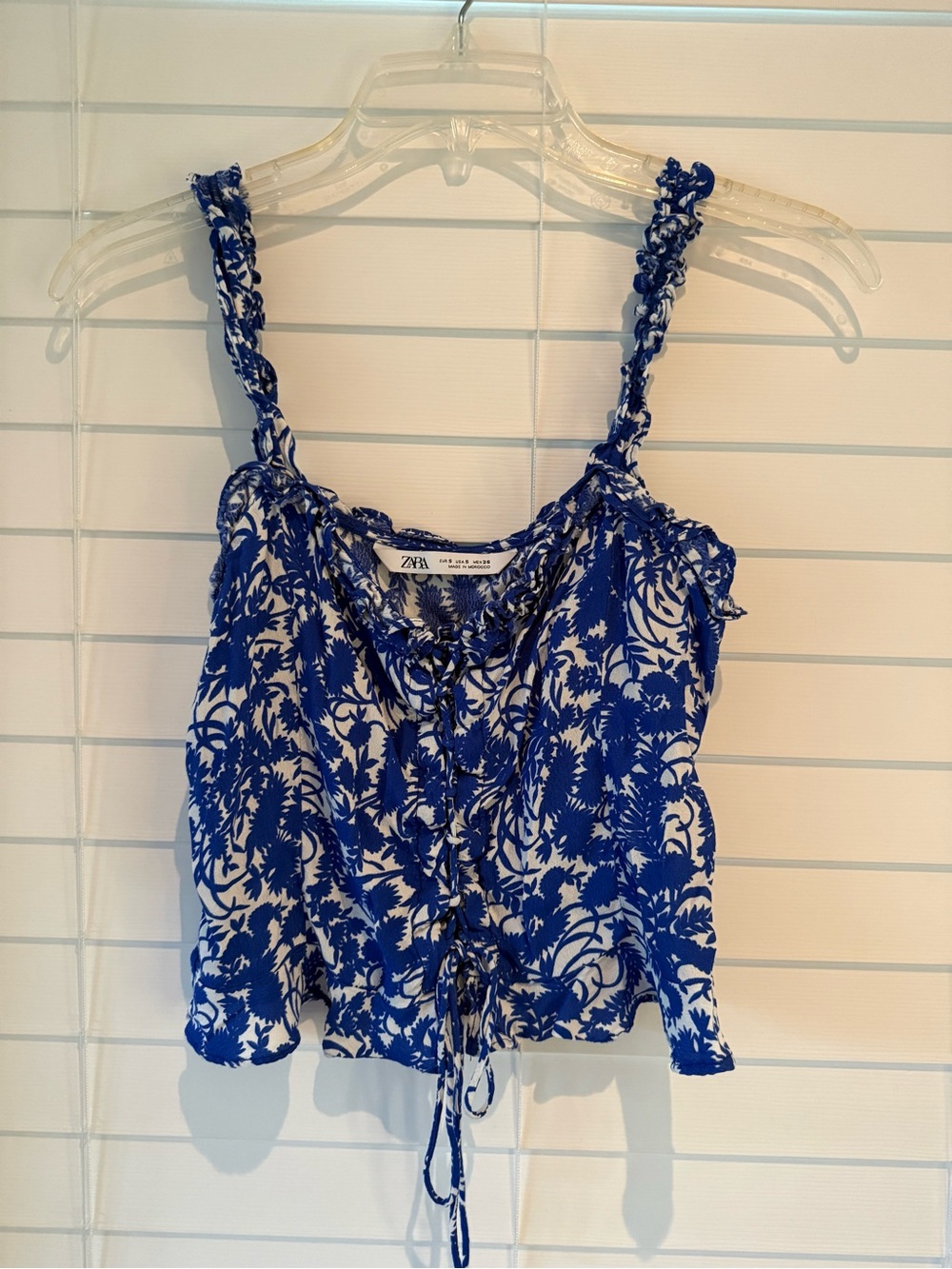 Zara Royal Blue Floral Tie-Front Camisole